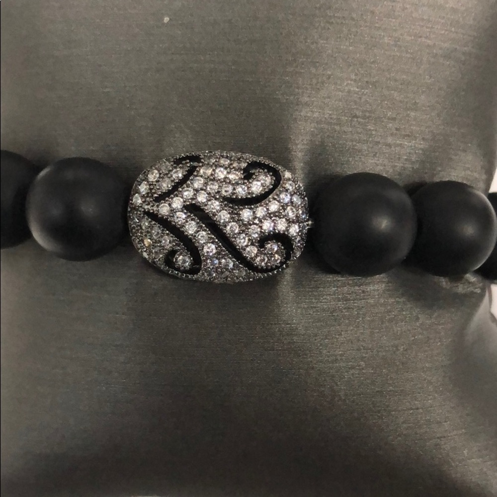 Genuine Black Onyx Bracelet w/ Silver Accent Bead